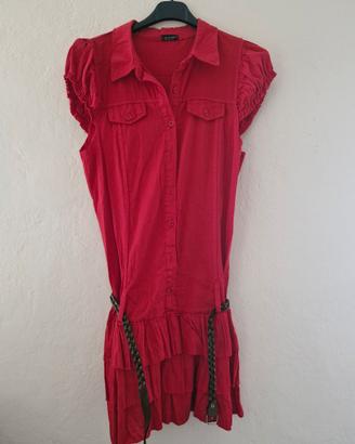 Abito chemisier rosso lampone Made in Italyabito 
