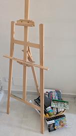 Cavalletto + set pennelli e pittura