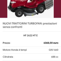 Trattorino Tagliaerba honda hf 2622 NUOVO