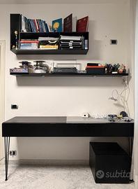 Scrivania cassettiera, casetto, mensola, libreria