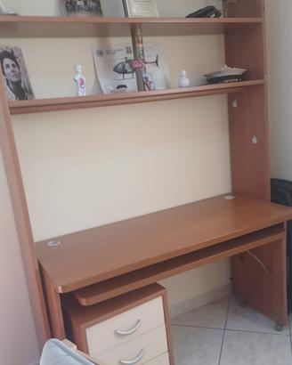Scrivania doppia e libreria