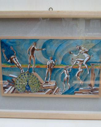 QUADRO VITTORIO BASAGLIA 1998  ACQUERELLO SU TAVOL