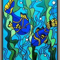 Quadro acrilico su tela, paesaggio marino firmato