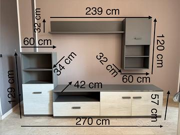 Parete attrezzata soggiorno + tavolo coordinato