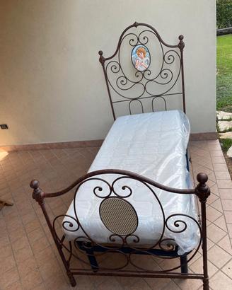 Letto in ferro + rete e materasso