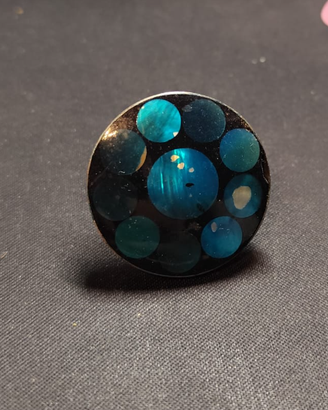 Anello originale, in latta e smalto color turchese