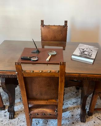ELEGANTE SCRIVANIA IL LEGNO CON SEDIE