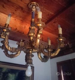 Lampadario in legno primi'900