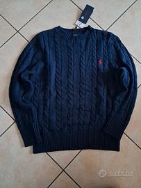 Maglione RL a  treccia blu navy - Nuovo taglia S