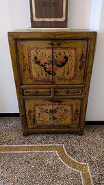 Raro Stipo Cinese Antico - Legno Massiccio Laccato