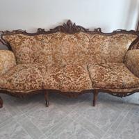 Divano + 2 poltrone stile classico antico in legno