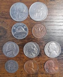 intera collez. 10 monete USA/Canada da 1936 a '77