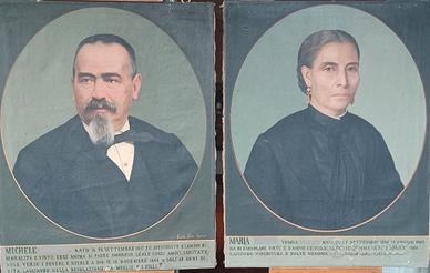 Coppia ritratti olio su tela 1880 Corrado Leone