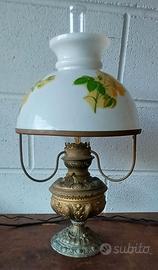 ANTICO GRANDE LUME AD OLIO VETRO OPALINO