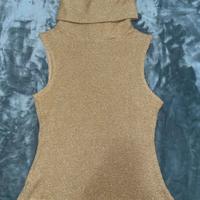 Versace Jeans Couture gold sleeveless turtleneck
