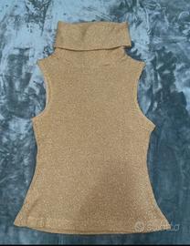 Versace Jeans Couture gold sleeveless turtleneck