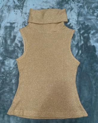 Versace Jeans Couture gold sleeveless turtleneck