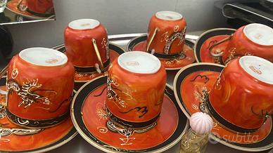 set di 6 tazzine da caffè con piattini in porcella