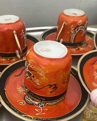 set di 6 tazzine da caffè con piattini in porcella