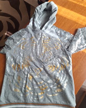 Felpa grigia Nucleo - Stampa metalizzata tigre oro