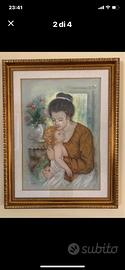 🔥QUADRO VINTAGE - MADRE E BAMBINO CORNICE DORATA
