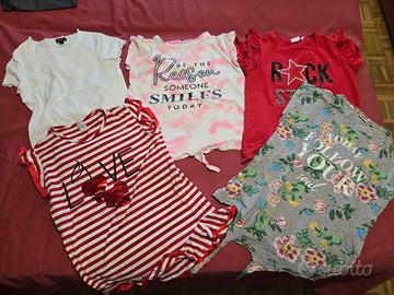 5 tshirt ragazza 13 anni blukids,ovs,piazza italia