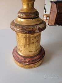 Torciere antico legno dorato base tonda '800 oro