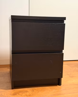 Comodino Ikea Malm a due cassetti nero