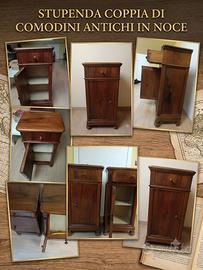 Coppia di comodini antichi Legno Massello 