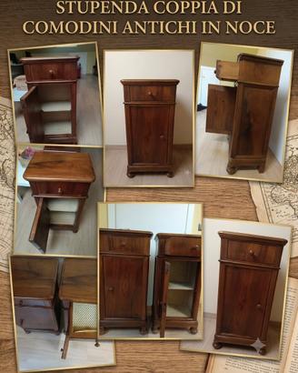 Coppia di comodini antichi Legno Massello 