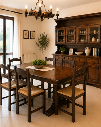 Soggiorno completo in legno massello rustico
