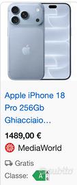 Iphone 18 pro 256 ghiaccio