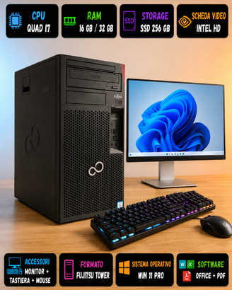 PC Fisso Pc Quadcore i5 16 GB ram SSD 240GB Win1