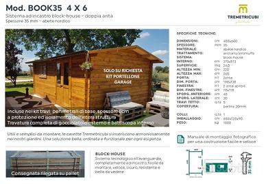 Casetta in legno garage 4x6 sp. 35mm blockhouse