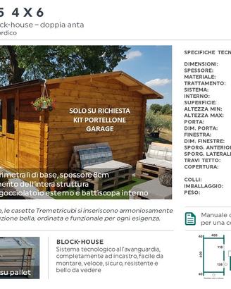 Casetta in legno garage 4x6 sp. 35mm blockhouse