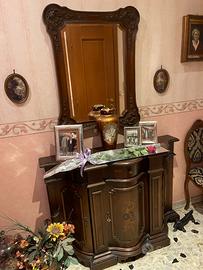 Mobile ingresso più specchio in legno marrone