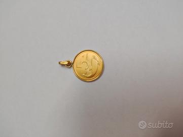 Medaglia moneta 5 Lire 1954 oro