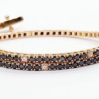 Bracciale Tennis Oro Diamanti Neri Bianchi 18kt