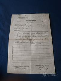 Antico telegramma di stazione militare anno 1889