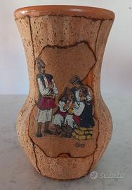 Vaso artigianale sardo in sughero e terracotta