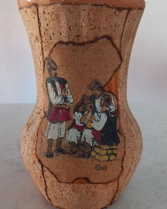 Vaso artigianale sardo in sughero e terracotta