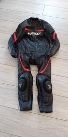tuta moto intera Dainese in pelle racing nero ross