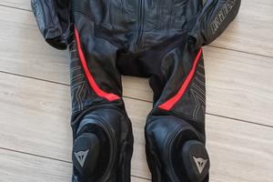 tuta moto intera Dainese in pelle racing nero ross
