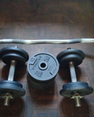 Pesi per palestra manubri 26 kg e bilanciere 40 kg