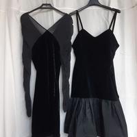 No brand: n. 2 vestiti simil velluto, colore nero,