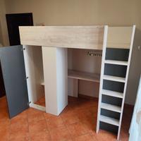 Letto a soppalco con cabina armadio