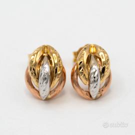 Orecchini in oro 9 kt nei 3 colori dell’ oro S.45