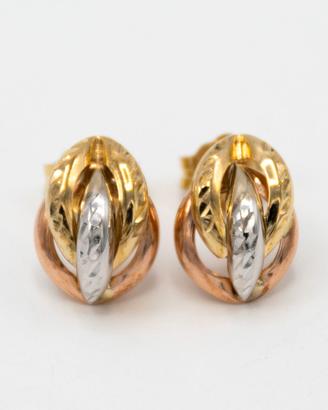 Orecchini in oro 9 kt nei 3 colori dell’ oro S.45