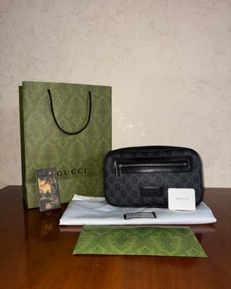 Marsupio Gucci Nero con Tracolla Blu/Rossa - Nuovo