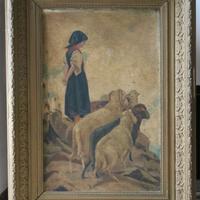 PASTORELLA CON PECORE - QUADRO A OLIO - PRIMI 900